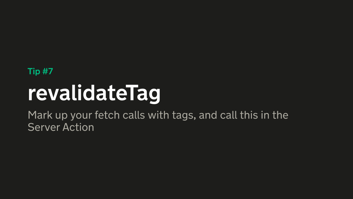 revalidateTag - mark up your fetch calls with tags and call this in a server action to bust the cache